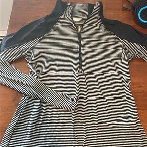 Columbia Striped Half-Zip Pullover in Black and White